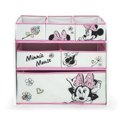 Imagen de ARDITEX Mueble Organizador de Juguetes Minnie Mouse, Estantería Infantil Madera y 6 Cestos Textiles Almacenaje, Estilo Montessori para Habitación o Sala Juegos Niños, 62 x 30 60 cm, Blanco