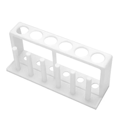 Imagen de Gradilla para Tubos de Ensayo, Soporte Ensayo Seis Orificios Columnas Durable Usar Color Blanco Ampliamente Utilizado Laboratorio Experimentos
