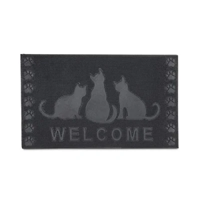 Imagen de Relaxdays Felpudo Rectangular Welcome Decorativo para la Entrada, Gatos, 0.5x75x45cm, Caucho/Goma, Antideslizante, Negro