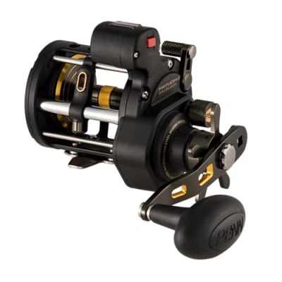 Imagen de PENN Fathom® II Level Wind, Carrete de Pesca, carretes convencionales, Pesca mar Costa/Lago, en Orilla y Kayak, Unisex, Oro Negro, 20LC Mano Izquierda