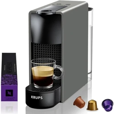 Imagen de Cafetera de cápsulas Nespresso® Krups XN110B Essenza Mini, 1310 W, 19 Bar, 0.6 L, Calentamiento en 25 s, Apagado automático, Gris