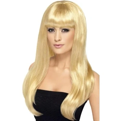 Imagen de Smiffys Peluca Babelicious, Rubia, Larga, Recta con Flequillo