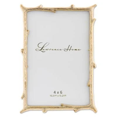 Imagen de Lawrence Gold Metal with Natural Branch Design Marco de Fotos, Dorado, 4 x 6