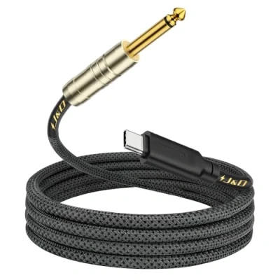 Imagen de J&amp;D Cable de Audio USB C a 6.35 mm TS para Guitarra, Grabación Audio, Bajo, Piano Electrónico, Micrófono Compatible con iPhone 15/15 Plus/15 Pro/15 Pro Max, iPad, iMac, 2 Metros