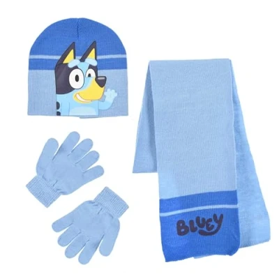 Imagen de Bluey Gorro Bufanda y Guantes para Niño, Conjunto de Invierno Niñas, Gorra Guantes, Accesorios Infantil, Regalo Niños Azul Claro