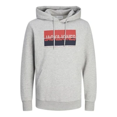 Imagen de JACK&amp;JONES PLUS Jjnolan Sudadera con Capucha Pls, Gris Claro. Estampado: Grande, 3XL Grandes para Hombre