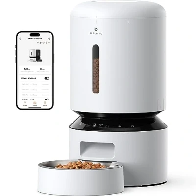 Imagen de PETLIBRO 5G WiFi Comedero Automático para Gatos 5L con App Dispensador de Comida Perros, Sensor y Bloqueo Baja, 1 10 Comidas al Día, Control App, Tazón Acero Inoxidable