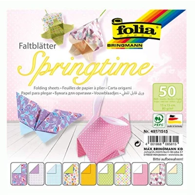 Imagen de folia Foldersys 497/1515 Springtime Hojas de Papel Plegables (15 x 15 cm, 80 g/m², 50 Surtidas en 10 diseños)
