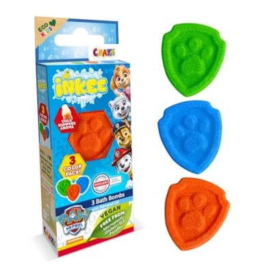 Imagen de INKEE Mini Pack Paw Patrol, Set de 3 Bombas Baño Para Niños Con Formas Sus Personajes Patrulla Canina Y Aroma Fresa, Diversión Asegurada