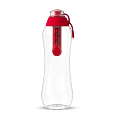 Imagen de Dafi Botella de filtro agua carbón 0,5L Ideal para la escuela, el trabajo, gimnasio, los viajes, Elimina sabor y olor a cloro, Ergonómico duradero Rojo