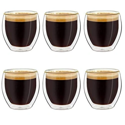 Imagen de Creano vasos espresso de doble pared, 100 ml, tazas moka, térmicos con efecto flotante Set 16: 6x 100ml 6 piezas (paquete 1)