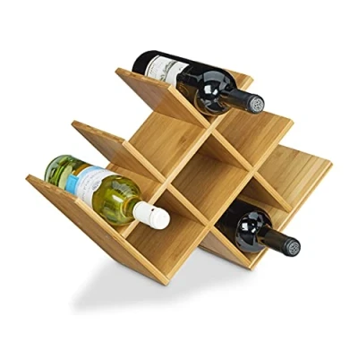 Imagen de Relaxdays, 31,5 x 47 16,5 cm Botellero Vino para 8 Botellas, Bambú, Marrón, Madera, 5