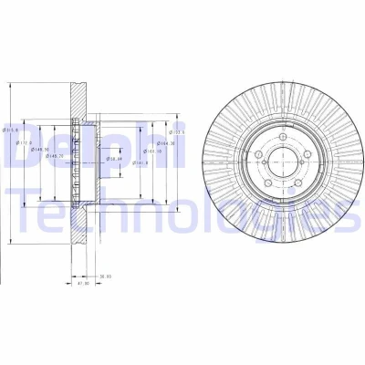 Imagen de DELPHI BG9105 Disco de freno 316 30 5 ventilado aceitado sin procesar cojinete rueda, anillo sensor ABS SUBARU: Legacy 5, Forester IV