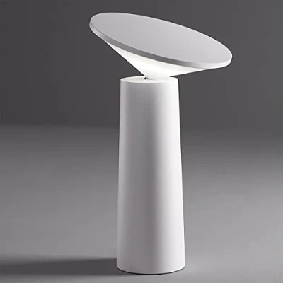 Imagen de ACMHNC lámpara de Mesa Sin Cable Recargable, Portatil LED Escritorio Regulable, USB Mesilla Comedor Inalámbrica con Batería, Para Dormitorio,Exteriores,Restaurante,Blanco