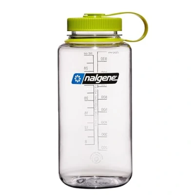Imagen de Nalgene Sustain Tritan Botella de agua sin BPA hecha con material derivado del 50% residuos plástico, 32 onzas, boca ancha, transparente