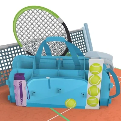 Imagen de MOKIO® Tarjeta Pop Up tenis de regalo 3D para un cumpleaños, felicitación emergente aficionados al