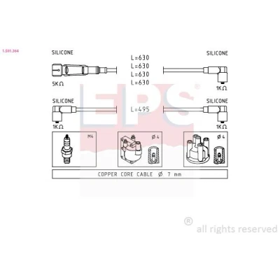 Imagen de EPS 1.501.364 Juego de Cables Encendido Made in Italy OE Equivalent VOLKSWAGEN: GOLF 3, Polo III Hatchback, II Coupé, SEAT: Ibiza 2
