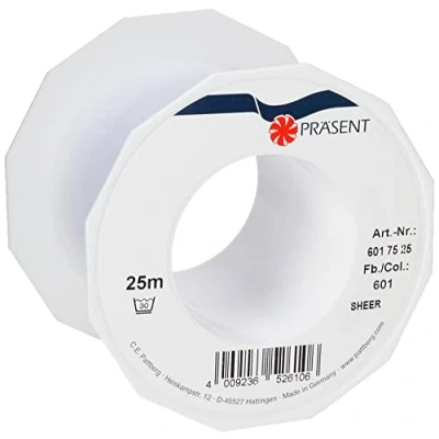 Imagen de C.E. PATTBERG SHEER cinta regalo de organza color blanco, 25 m decorativa para envolver regalos, 72 mm ancho, decoración y manualidades versátiles creativas