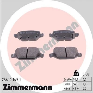 Imagen de ZIMMERMANN 25410.145.1 Juego de pastillas freno con avisador acústico desgaste Foto correspondiente a la entrega FIAT: Panda III Hatchback