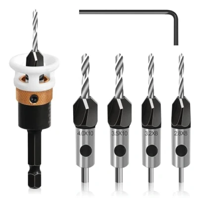Imagen de prota Broca Avellanadora Madera Juego de Brocas Avellanadas, Punta Avellanado para Hss Carpintería Con Llave Hexagonal y Tope Profundidad Longitud Ajustable