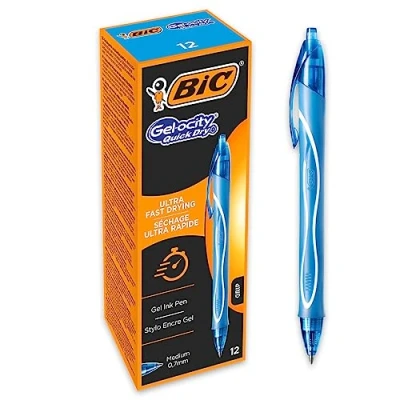 Imagen de BIC Gel ocity Quick Dry Bolígrafo retráctil, tinta de gel, punto medio (0.7mm) Turquesa, Caja 12 unidades retráctil con secado ultrarrápido, turquesa 964776
