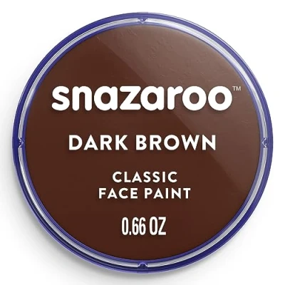 Imagen de Snazaroo Pintura facial y corporal, 18 ml, color marrón oscuro, profesional a base de agua, pastilla aquacolor individual para adultos, niños efectos especiales