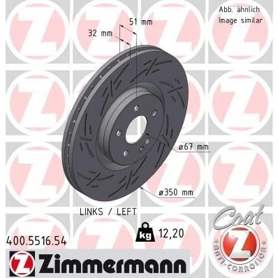 Imagen de ZIMMERMANN 400.5516.54 Disco de freno 350 32 6/5 5 112 ventilación interna, ranurado revestido MERCEDES BENZ: Clase A, CLA Coupé, Familiar