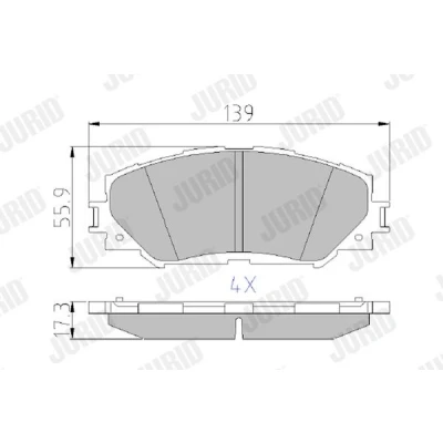 Imagen de JURID 572598J Juego de pastillas freno no preparado para indicador desgaste sin accesorios TOYOTA: Auris Hatchback, RAV4 III SUV, Prius Plus
