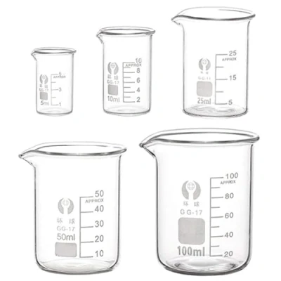 Imagen de EsportsMJJ 5Pcs Graduó El Cubilete De Cristal Del Borosilicato 5Ml 10Ml 25Ml 50Ml 100Ml Fijó La Cristalería Laboratorio Medición