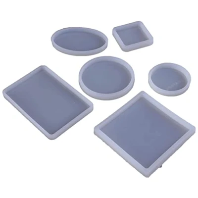 Imagen de Xfaiz 6 Moldes de Silicona Para Manualidades Diseños Grandes Resina Reutilizables Redondos Cuadrados Rectangulares Elipse Pequeños y Fundición Cemento