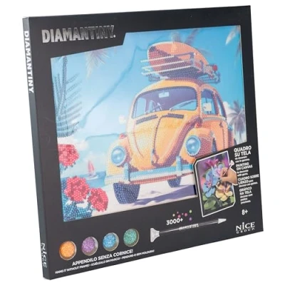 Imagen de DIAMANTINY Level Up Cuadro Creative Art, kit de pintura diamantes, crea el mosaico Retro Car Yellow