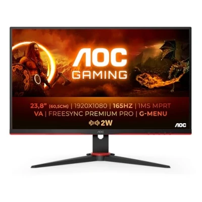 Imagen de AOC Monitor Gaming 24G2SU 24&quot; Full HD, 165Hz, 4ms, VA, FreeSync Premium, FlickerFree, Low Blue Light , Ajustable en altura (1920x1080, 350cd/m, HDMI 2x1.4, Displayport 1x1.2)