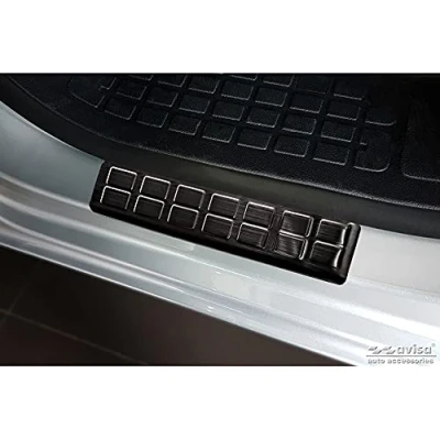Imagen de Umbrales de puerta inoxidable negro compatible con Citroën Spacetourer &amp; Jumpy/Peugeot Expert Traveller/Toyota Proace 2016 /Opel Vivaro/Zafira Life 2019 &#039;Rectangles&#039; 2 piezas puertas delanteras