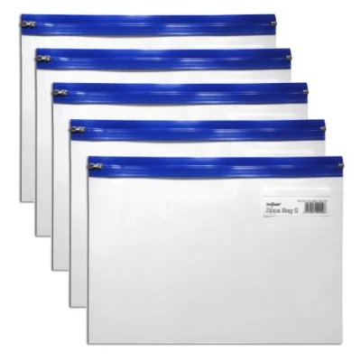 Imagen de Snopake Zippa Bag &#039;S&#039; Cartera para documentos (A5, cierre con cremallera, 5 unidades), color transparente y azul