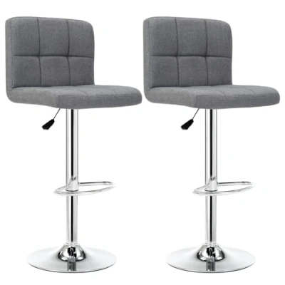 Imagen de IntimaTe WM Heart 2 x Taburetes de Bar Cuadrado y Moderno Tapizados en Cuero PU Silla Altura Ajustable Giratoria para Cocina (Gris Lino)
