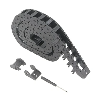 Imagen de Zeberoxyz Cadena de arrastre 15x20mm, longitud 1metro, tipo abierto, cable plástico negro, R18 con 1kit conectores extremo para impresora 3D y máquinas CNC (15mmx20mm, abierto exterior)