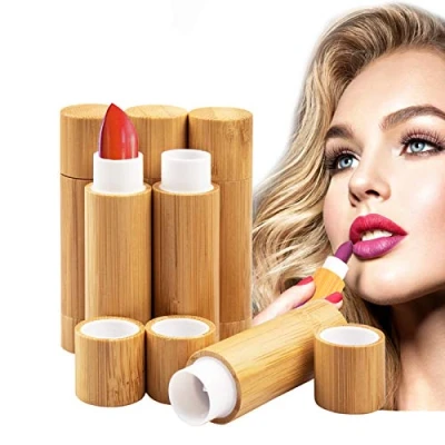 Imagen de 6 Piezas Tubo balsamo Labio, Bálsamo Labial de bambú vacío Tubos, MERYSAN 5,5g Recargable DIY Envases Labios Brillo, Estuche Desodorante para Mujeres Niñas Maquillaje