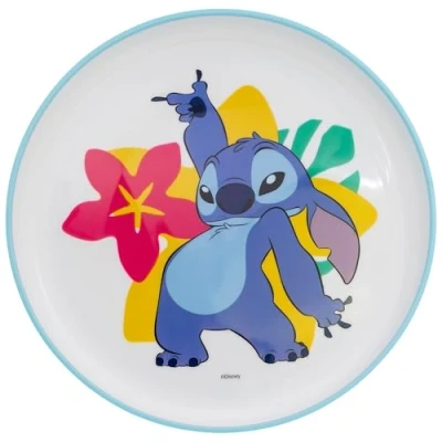 Imagen de Plato infantil reutilizable bicolor con base antideslizante de Stitch