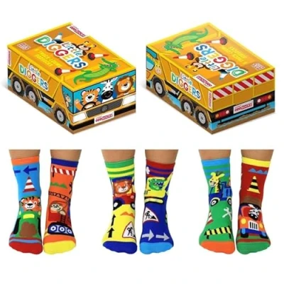 Imagen de United Oddsocks Little Diggers 6 Odd Socks for Kids UK 9 12 EU 27 30.5