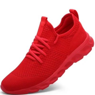 Imagen de Zapatillas Deportivas Running de Mujer para Correr Asfalto Zapatos Gimnasia Deporte Fitness Casual Transpirables Seguridad con Cordones Atlético Gym Trekking Sneakers Plataform Calzado Rojo 38 EU
