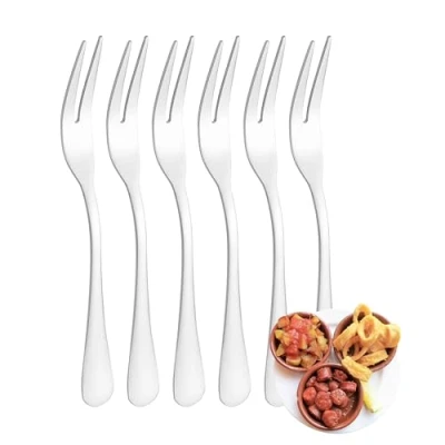 Imagen de YS FAMILY Pack 6 Tenedor de Aperitivo Acero Inoxidable Diseño Liso, Elegancia y Funcionalidad para Cada Ocasión, Cubiertos Alta Gama Hogar Restaurante, 13.3x0.7CM