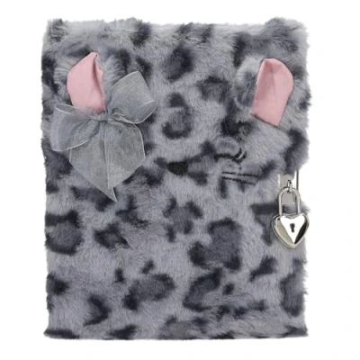 Imagen de Depesche 13356 TOPModel Cosy Cat Agenda con Cerradura, Diario Pelaje Leo en Gris Negro, 96 páginas rayadas e ilustradas para anotaciones, Multicolor