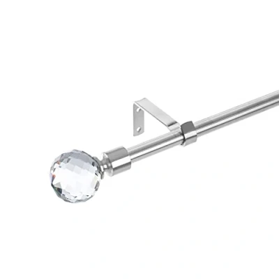 Imagen de LOLAhome Set de Barra Cortina Extensible 160 a 300 cm, 2 escuadras y terminales Cromo Metal