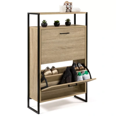 Imagen de IDMarket Luis Mueble para zapatos de 2 puertas con estante superior, diseño industrial