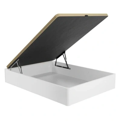 Imagen de DUÉRMETE ONLINE Canapé Abatible de Madera Súper Reforzado con Gran Capacidad, Esquinas Redondeadas, Blanco, 150 x 190