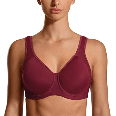 Imagen de SYROKAN Sujetador Deportivo Alto Impacto X Back Tallas Grandes Cómodo para Mujer Berenjena Morada 95E