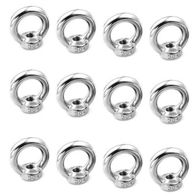Imagen de Tuerca de Elevación M5 12Pcs Anillo Acero Inoxidable Hardware Hembra Roscada en Forma para Montaje Cuerda, Accesorios Elevación, Pulido Superficies, Plata