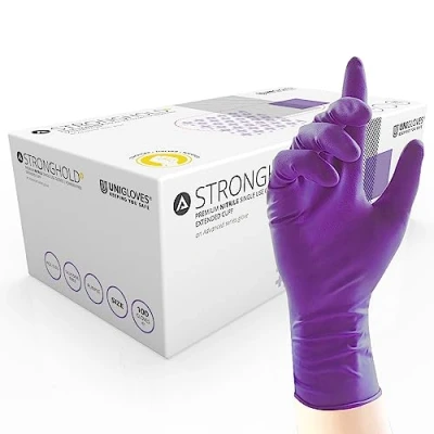 Imagen de UNIGLOVES guantes de nitrilo largos color morado. Paragon+ Advanced GL0001. 50 talla 7/tamaño pequeño