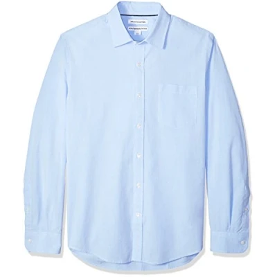 Imagen de Amazon Essentials Camisa de Popelín Manga Larga y Ajuste Entallado Hombre, Azul Claro, M