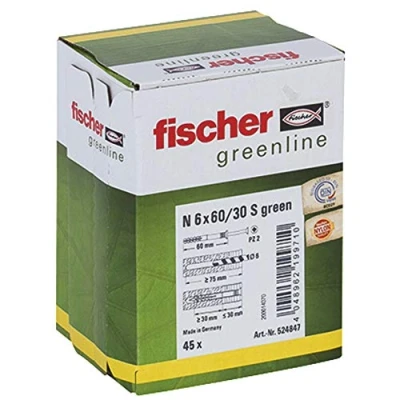 Imagen de fischer 524847 Taco de Clavo Verde estándar, Greenline, 6x60/30